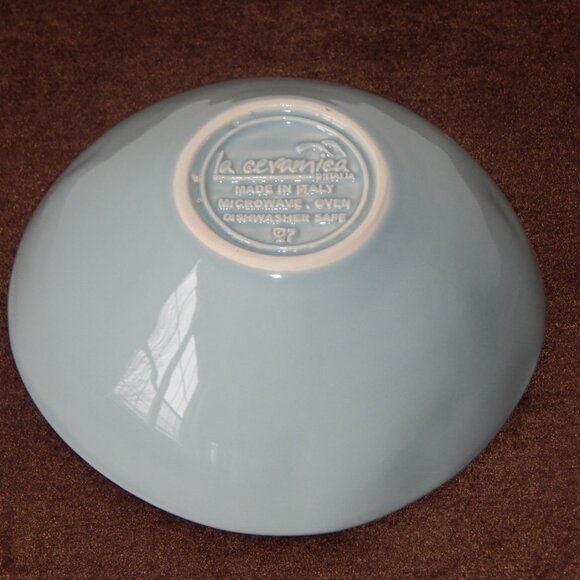 La Ceramica ITALY Pasta Bowls 7.5” Pale Turquoise Embossed Graphic Set of 2 NWT - Picture 6 of 7
